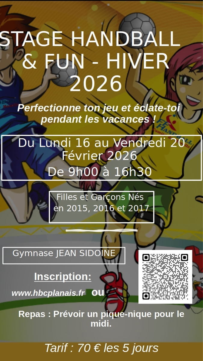 Inscriptions stage U11 hiver 2026