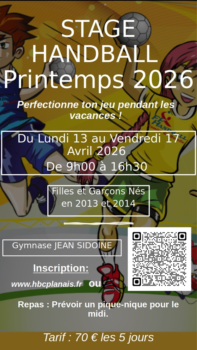 Inscriptions stage U13 Avril 2026