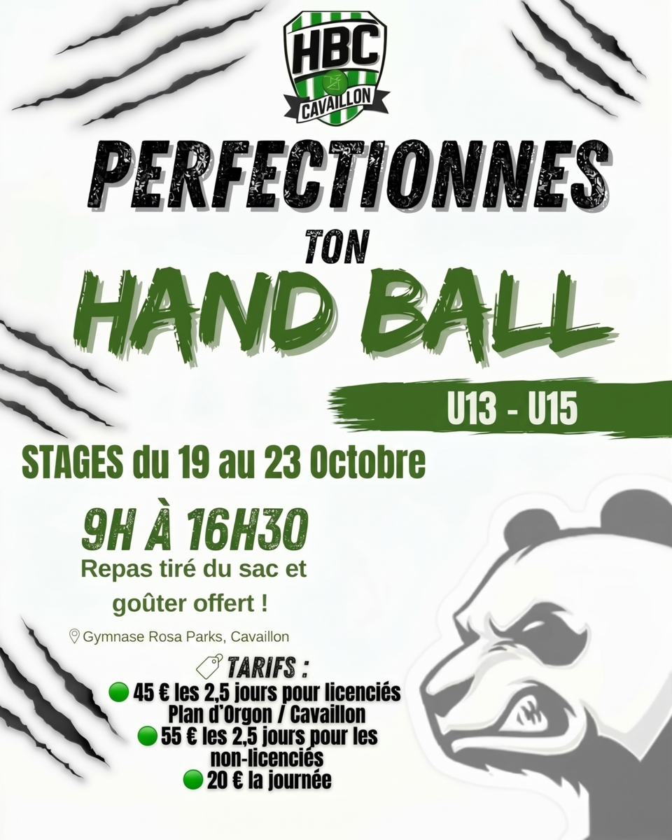 Inscription stages U13 / U15 automne 2026
