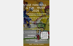 Inscriptions stage U11 hiver 2026