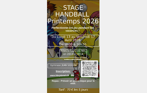 Inscriptions stage U13 Avril 2026